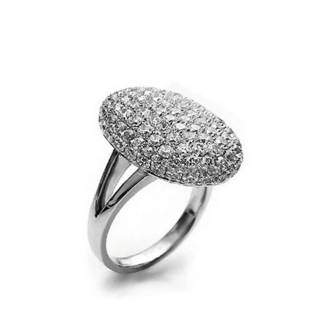 New Silver Fashion Wide Coctail Diamond Ring - Picture 1 of 3
